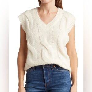 FRNCH Paris Wool Blend Cream Soft Knit Vest , size M/L
